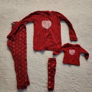 Leveret Matching Girl and Doll Pajamas Size 3T and‎ Doll Red Heart Jammies